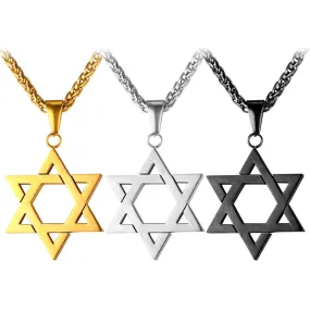 Jewish Jewelry Magen Star of David Pendant Necklace Women Men Chain Rose/Gold Plated Stainless Steel Israel Necklace