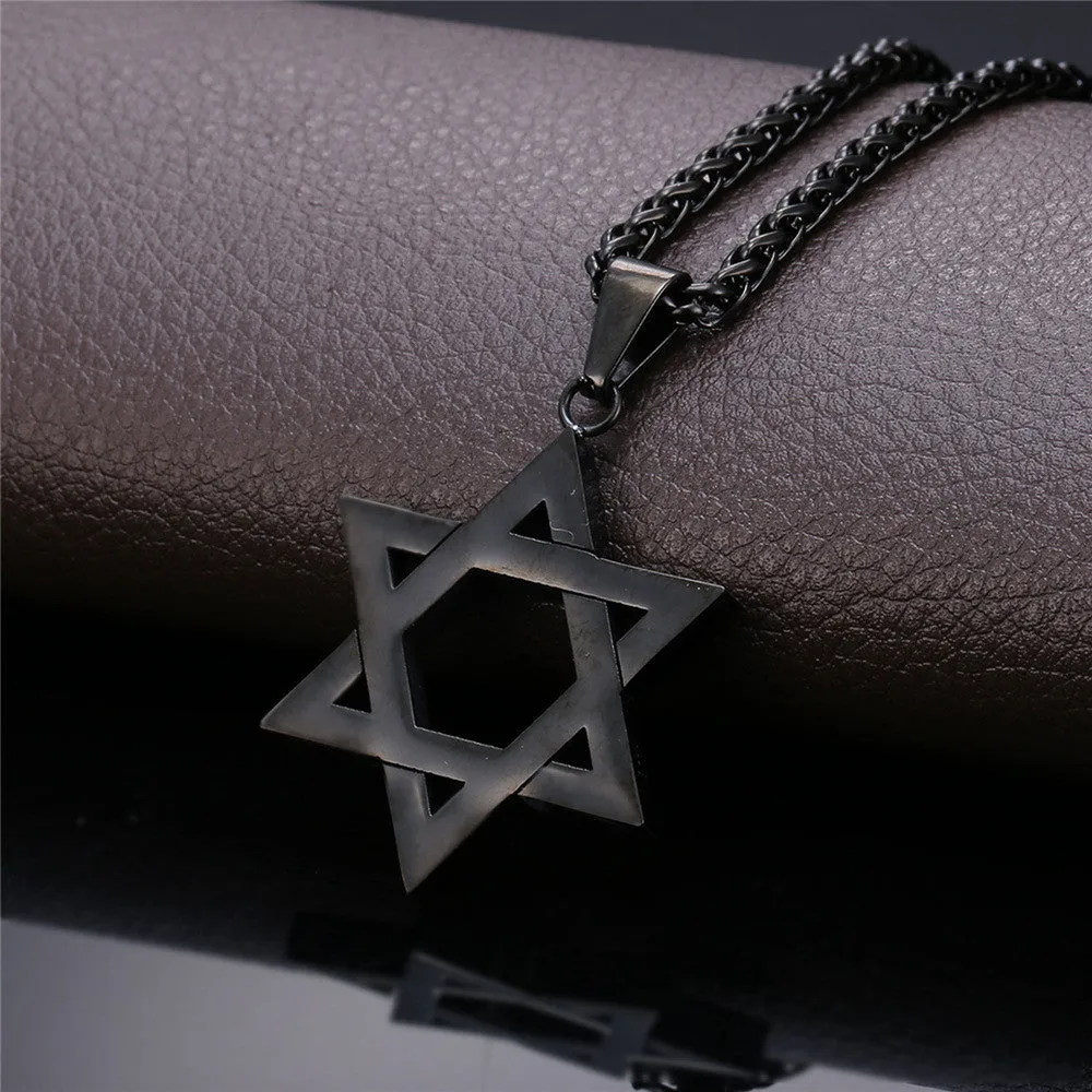 Jewish Jewelry Magen Star of David Pendant Necklace Women Men Chain Rose/Gold Plated Stainless Steel Israel Necklace