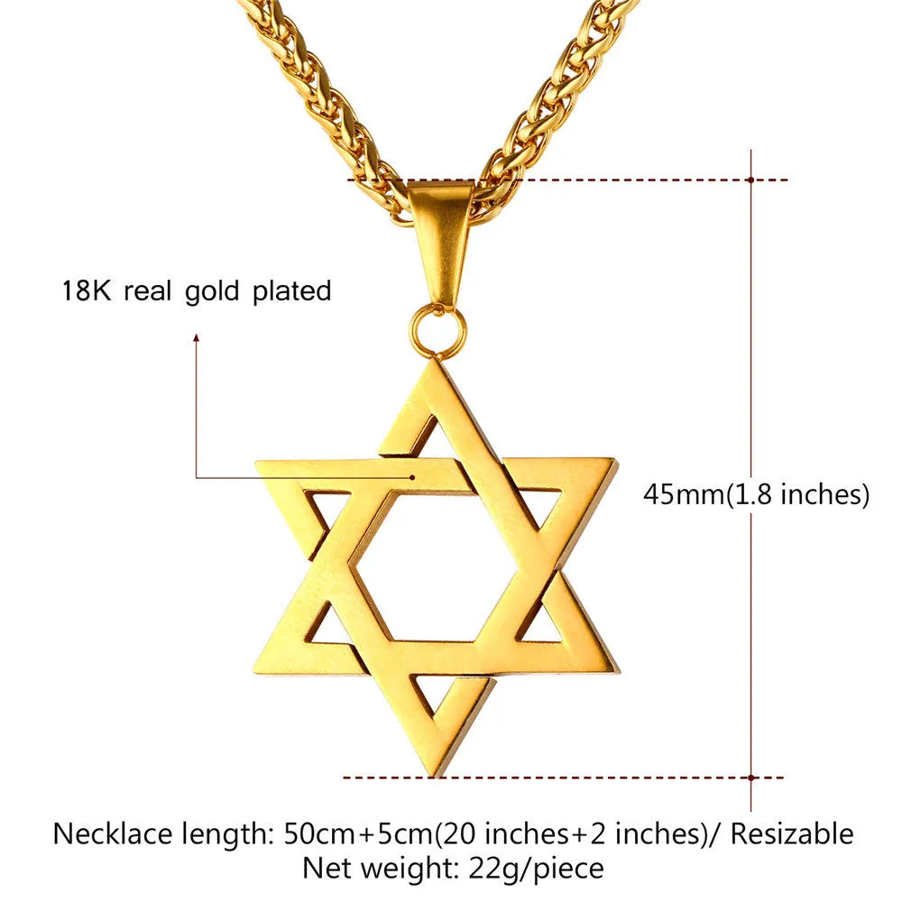 Jewish Jewelry Magen Star of David Pendant Necklace Women Men Chain Rose/Gold Plated Stainless Steel Israel Necklace