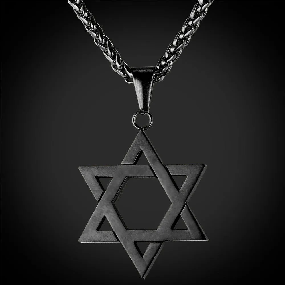 Jewish Jewelry Magen Star of David Pendant Necklace Women Men Chain Rose/Gold Plated Stainless Steel Israel Necklace