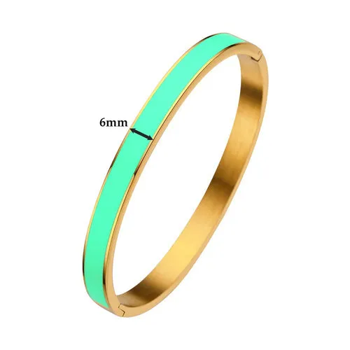 KESLEY Bangle Bracelets Enamel Colorful Luxury  Waterproof Hypoallergenic Hard Bracelets Luxury