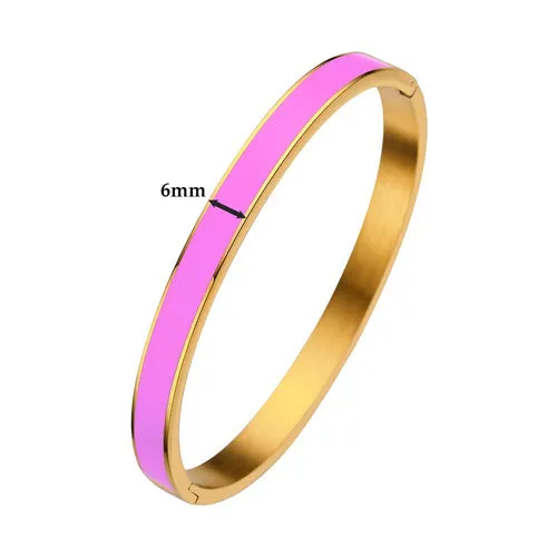 KESLEY Bangle Bracelets Enamel Colorful Luxury  Waterproof Hypoallergenic Hard Bracelets Luxury