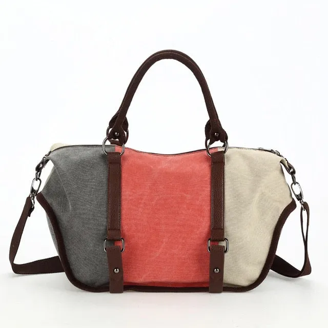 KVKY Canvas With Zipper Pockets Shoulder Bag