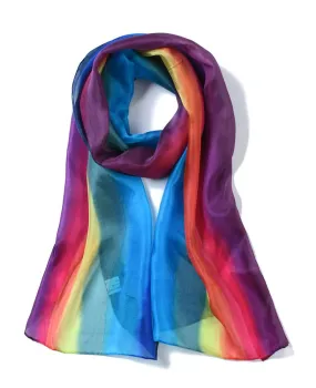 Long Hand Painted Silk Scarf - Horizon