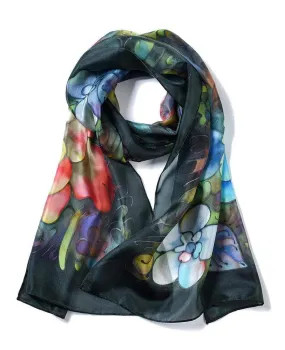 Long Hand Painted Silk Scarf - Suzy