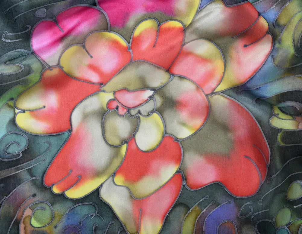 Long Hand Painted Silk Scarf - Suzy