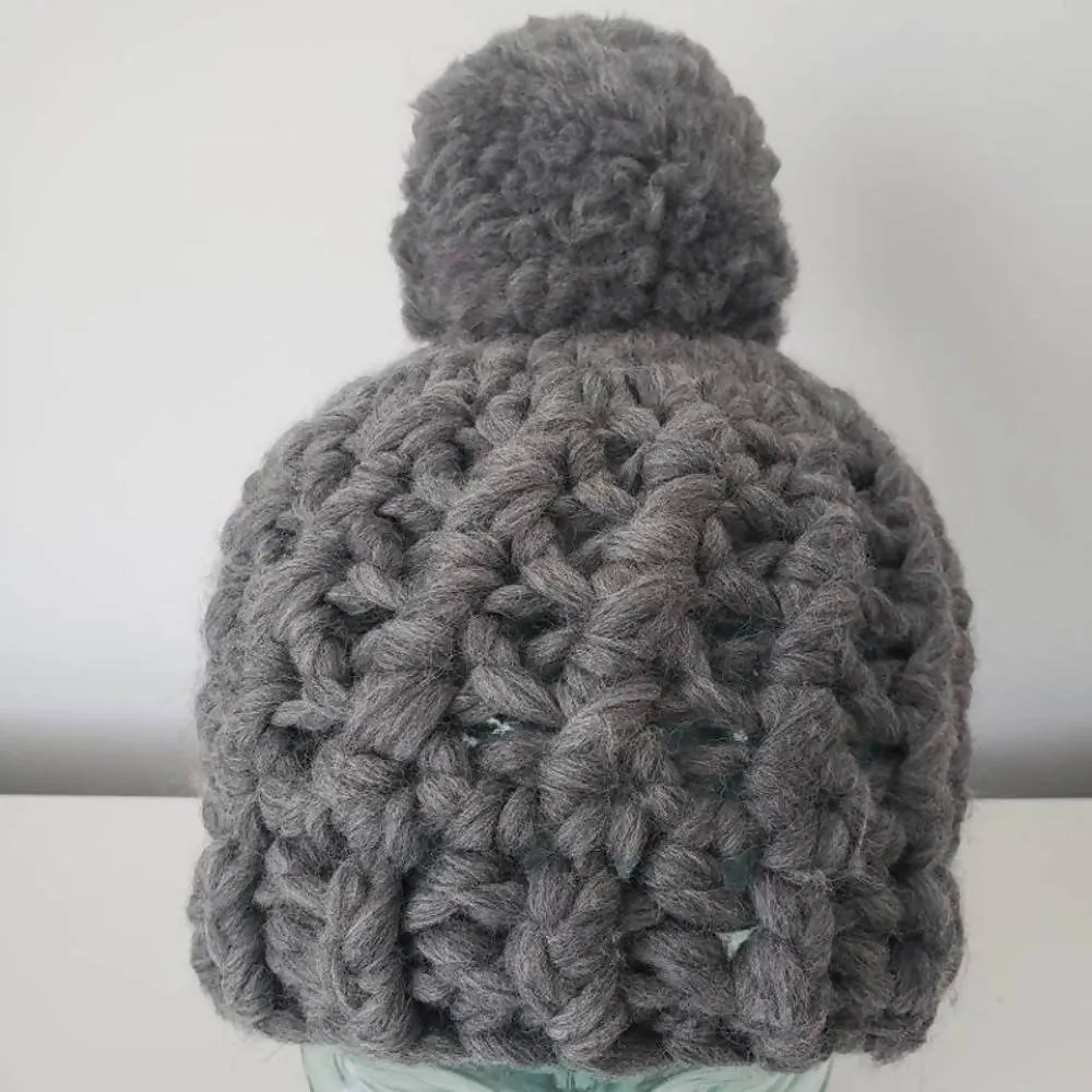 Luxury Hat, 100% Wool Beanie with Large Pom