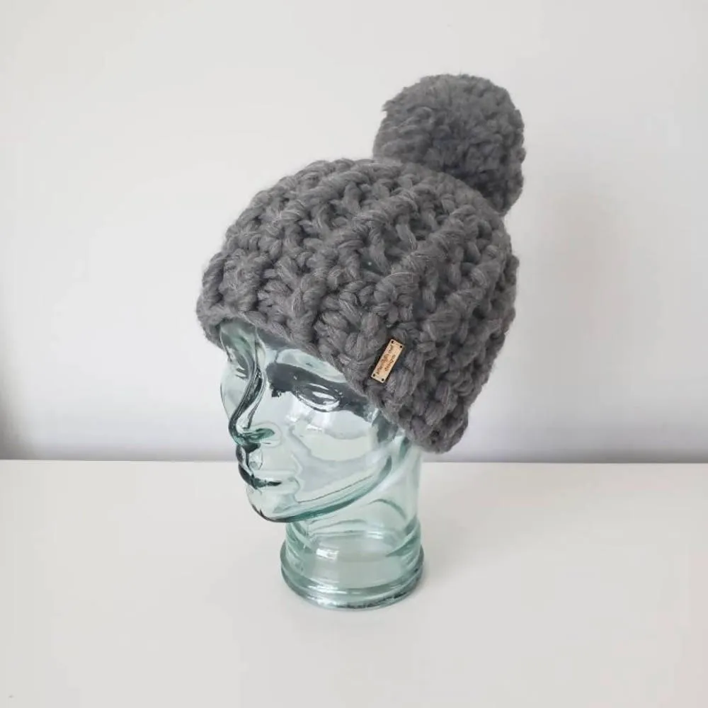 Luxury Hat, 100% Wool Beanie with Large Pom