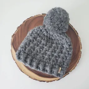 Luxury Hat, 100% Wool Beanie with Large Pom