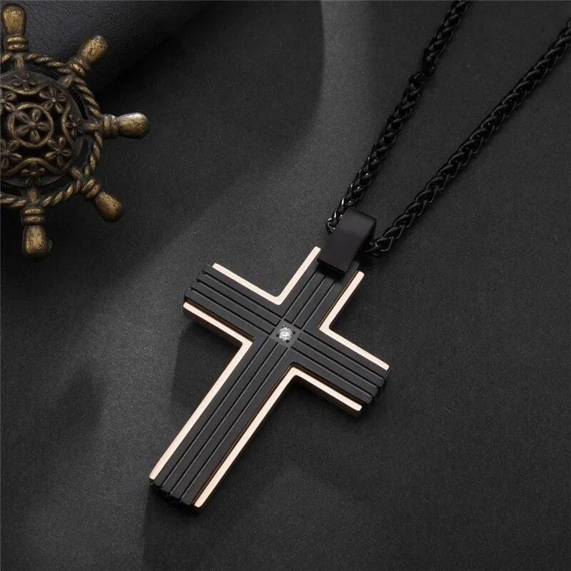 Men's Christian Necklace <br> Double Cross