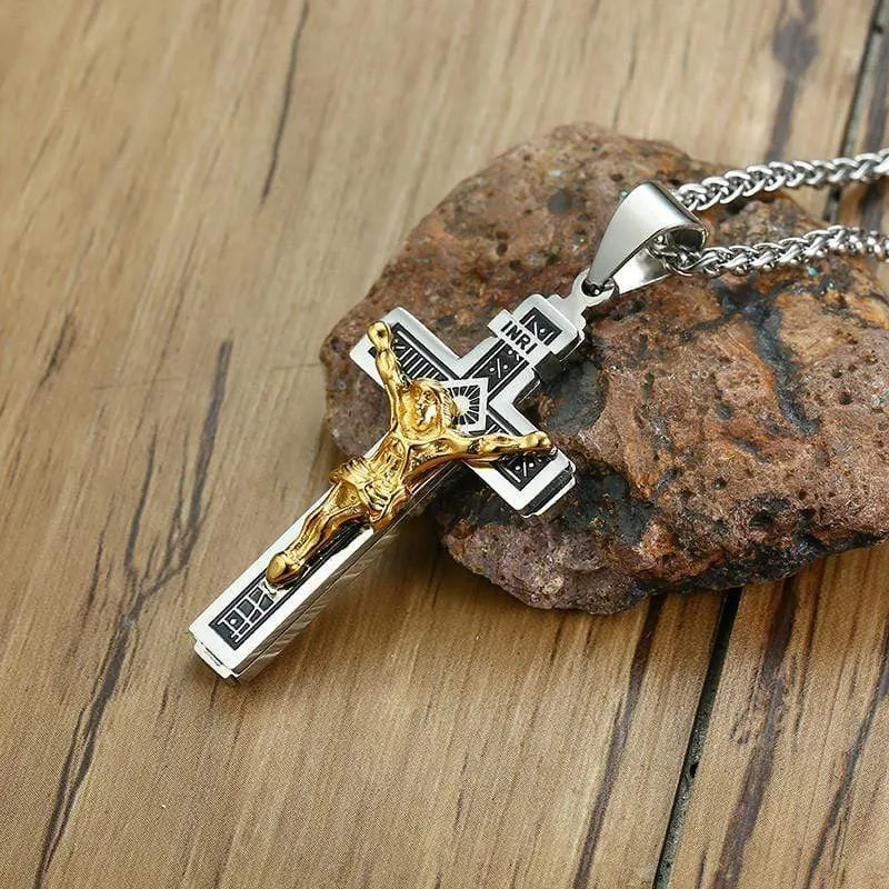 Men's Christian Necklace <br> Two Tone