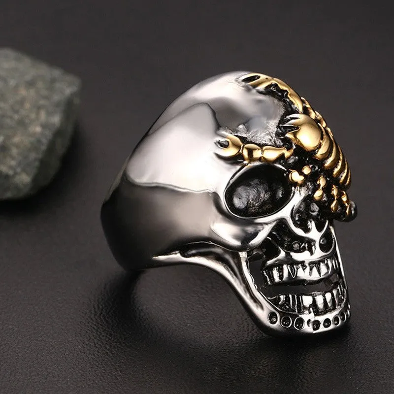 Men's Skull Bone Biker Rings Punk Scorpion Stainless Steel Male Retro Jewelry