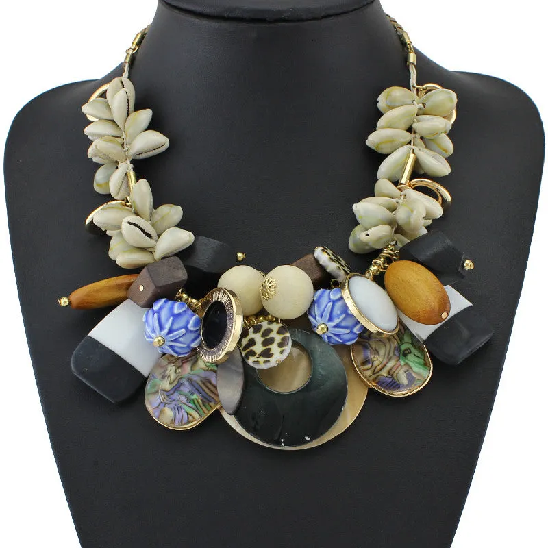 New Arrival Luxury ZA Shell Collar Necklaces & Pendants Fashion Women Jewelry Unique Acrylic Statement Necklace Accessories