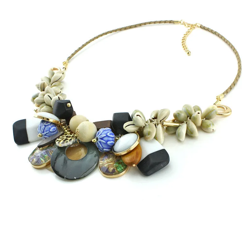 New Arrival Luxury ZA Shell Collar Necklaces & Pendants Fashion Women Jewelry Unique Acrylic Statement Necklace Accessories