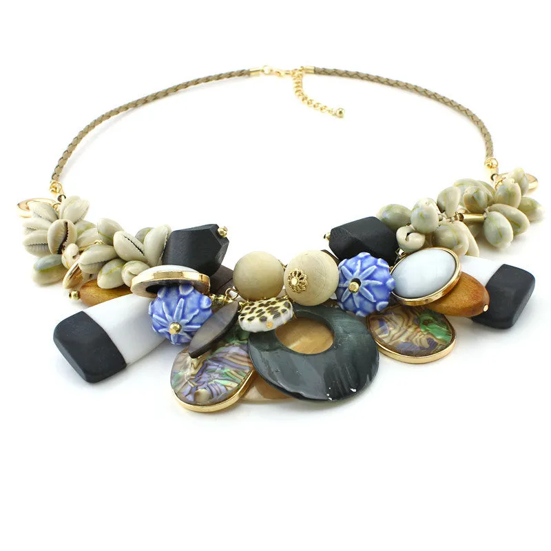 New Arrival Luxury ZA Shell Collar Necklaces & Pendants Fashion Women Jewelry Unique Acrylic Statement Necklace Accessories