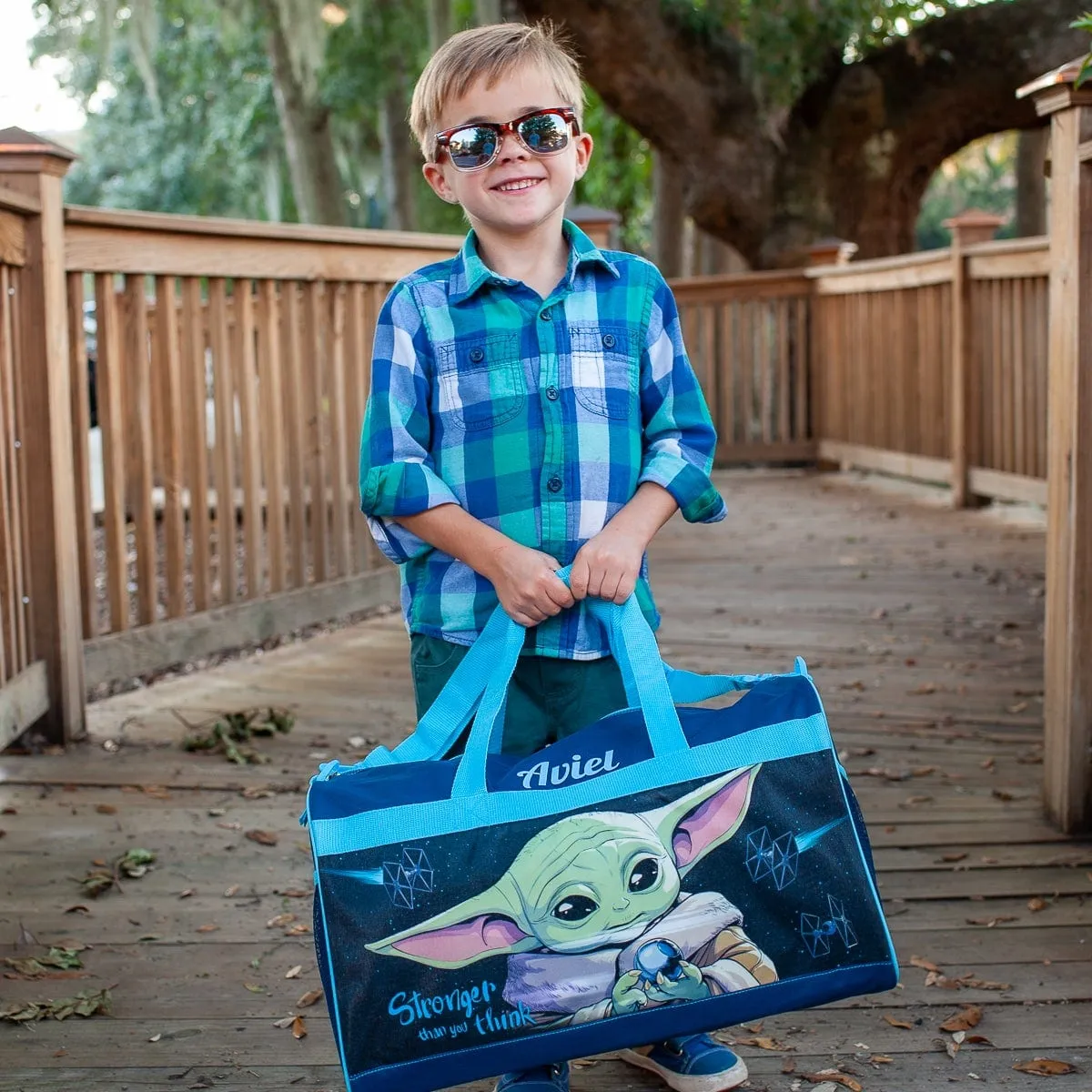 Personalized Kid's Travel Duffel Bag - Baby Yoda