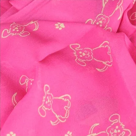 PINK DOG PATTERN SCARF - 67x26"