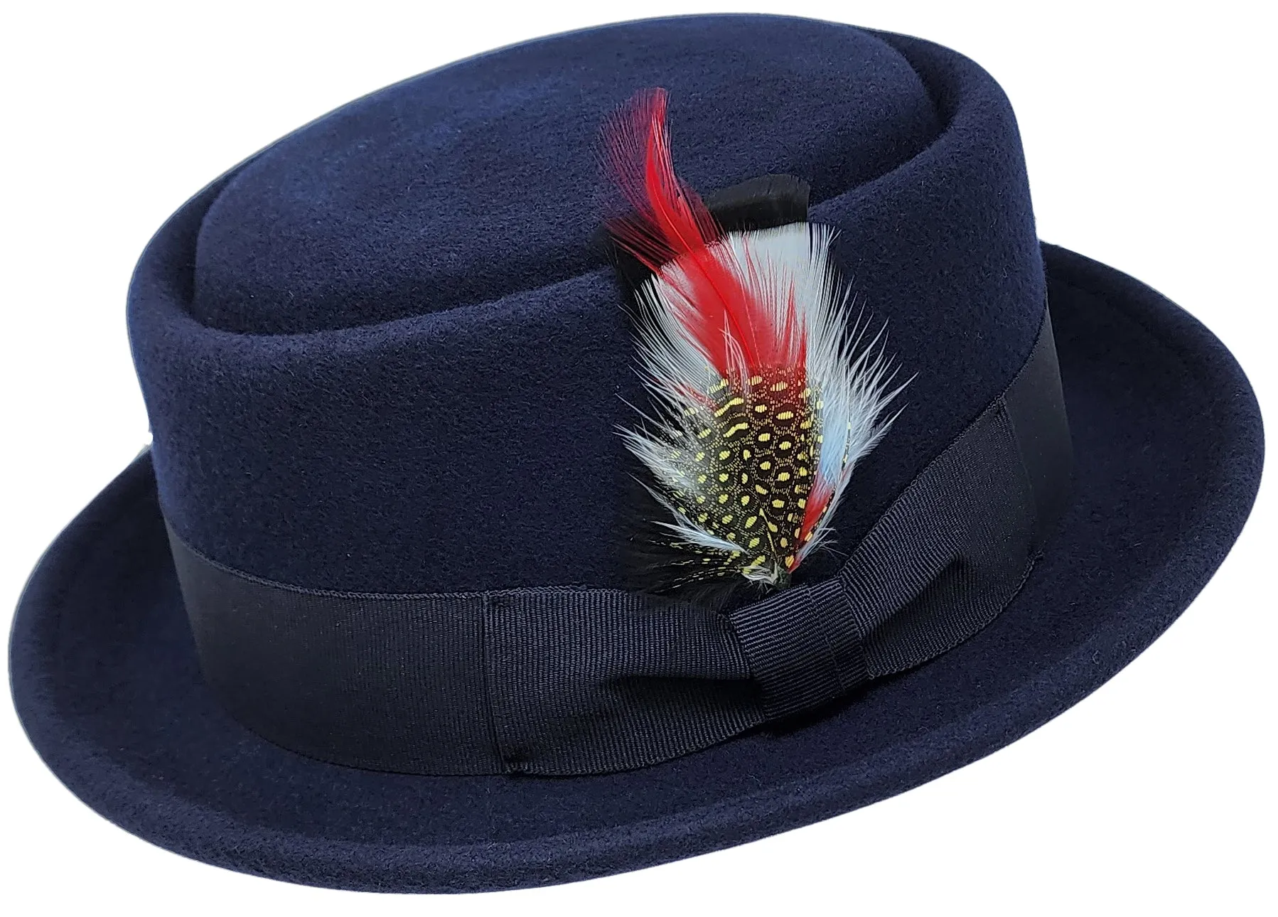 Pork Pie Fedora Hat with Feather | 100% Crushable Wool