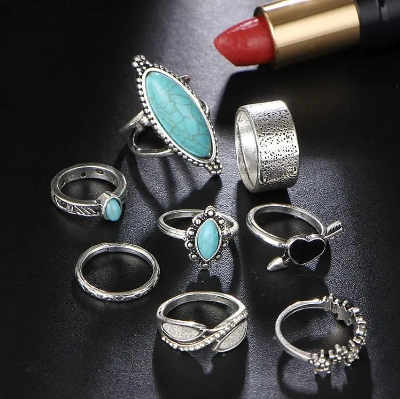 Sedona Sky Boho Midi-Knuckle Rings Set of 8