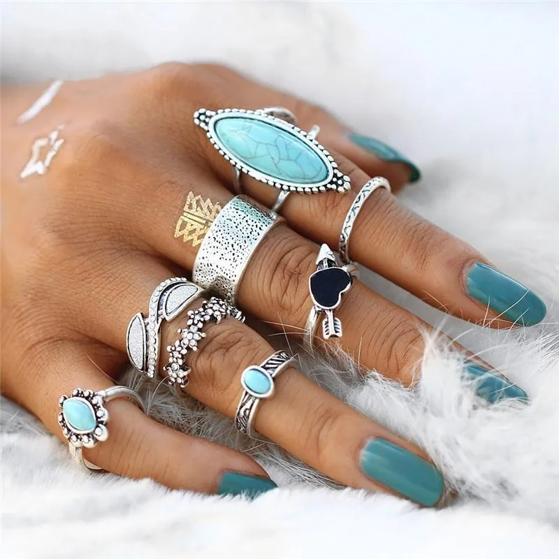 Sedona Sky Boho Midi-Knuckle Rings Set of 8