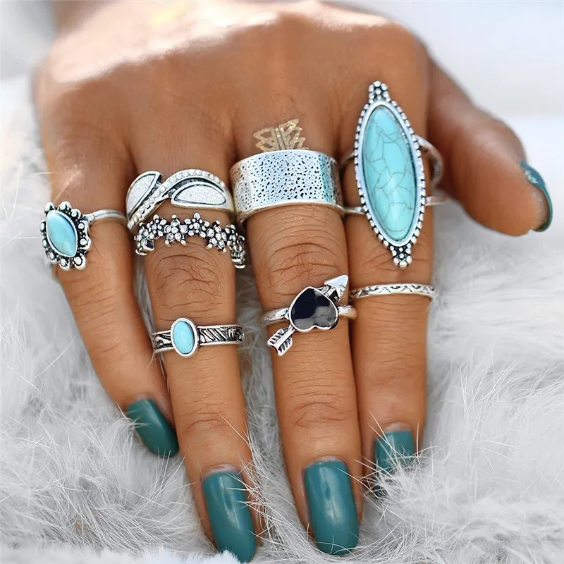 Sedona Sky Boho Midi-Knuckle Rings Set of 8