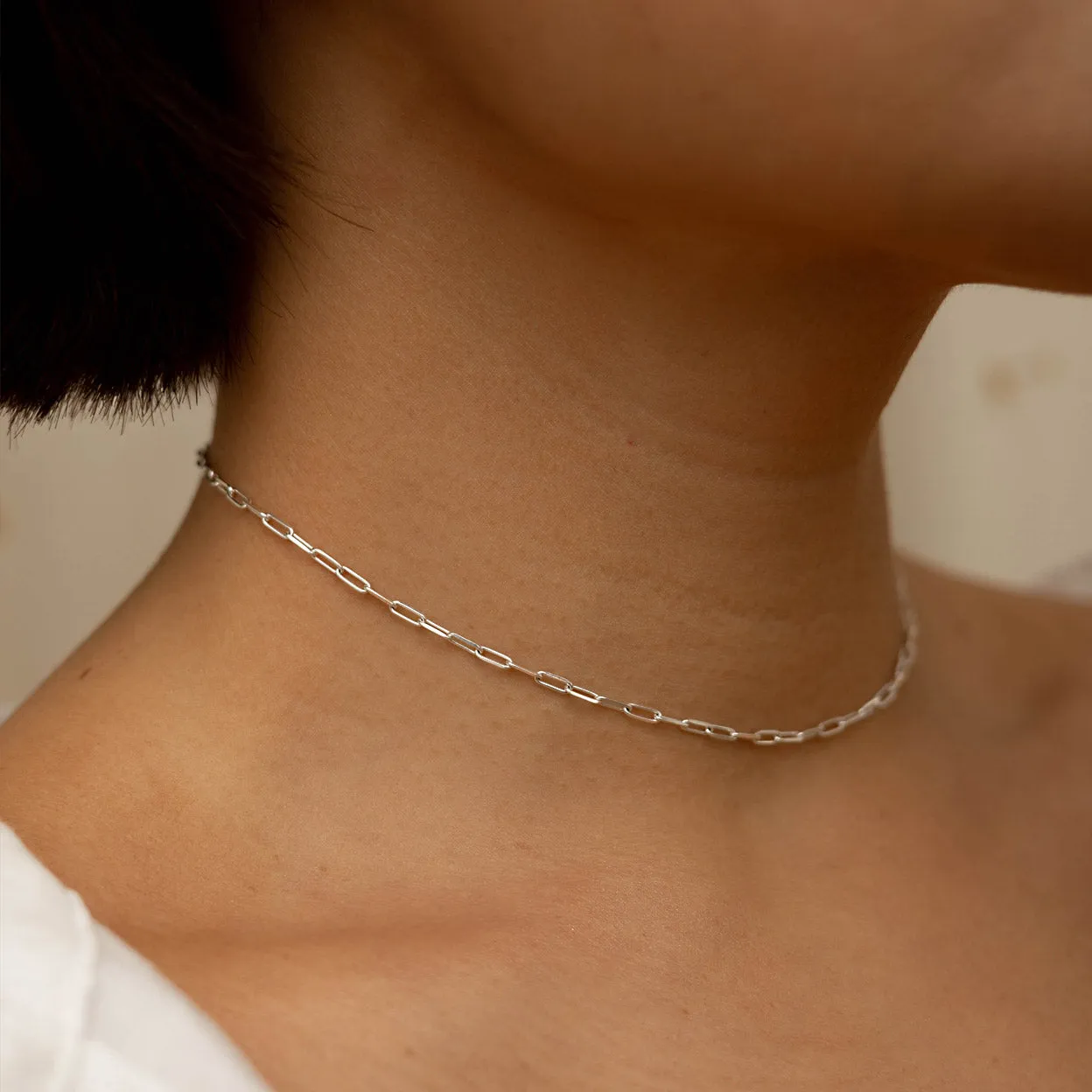 Silver Paper Clip Necklace