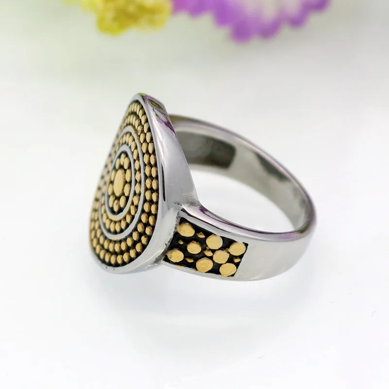 Spring 18K Gold Plated Titanium Steel Round Circular Dotted Ring Free Shipping Brand Luxury Rings For Women Fashion Jewelry