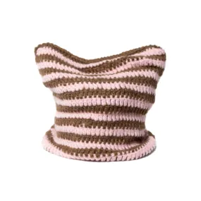 Striped Crochet Pink/Brown Beanies