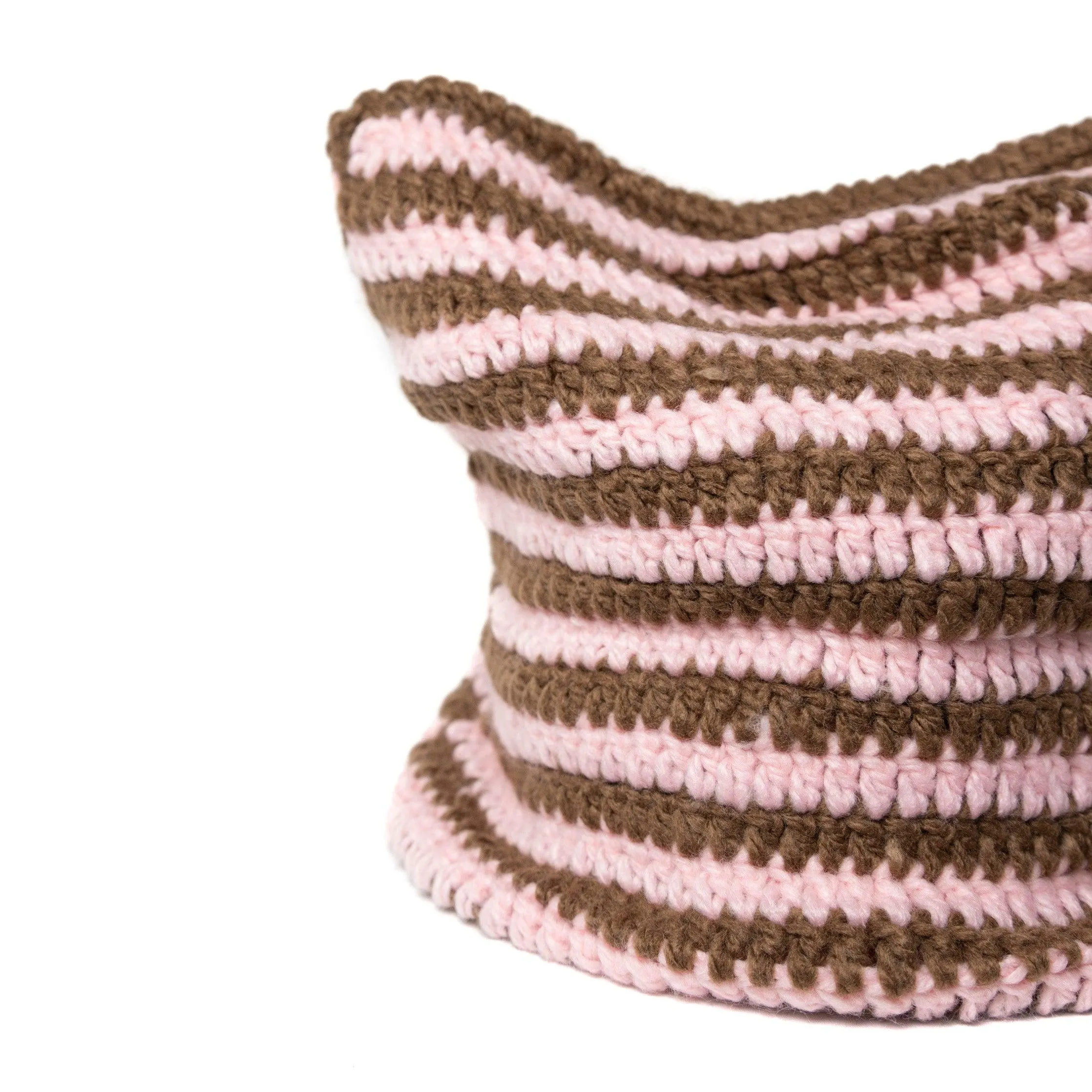 Striped Crochet Pink/Brown Beanies