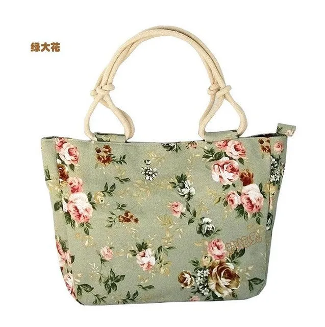 Summer Fashion Folding Women Tote  Flower Printing Beach Bag