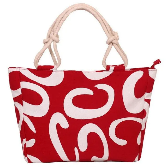 Summer Fashion Folding Women Tote  Flower Printing Beach Bag