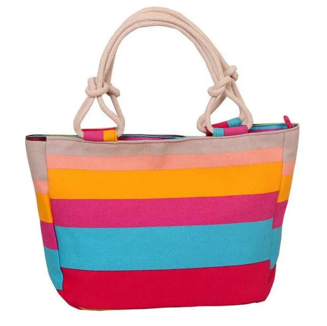 Summer Fashion Folding Women Tote  Flower Printing Beach Bag