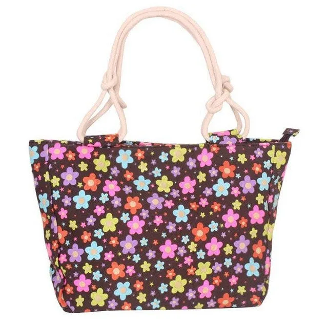 Summer Fashion Folding Women Tote  Flower Printing Beach Bag