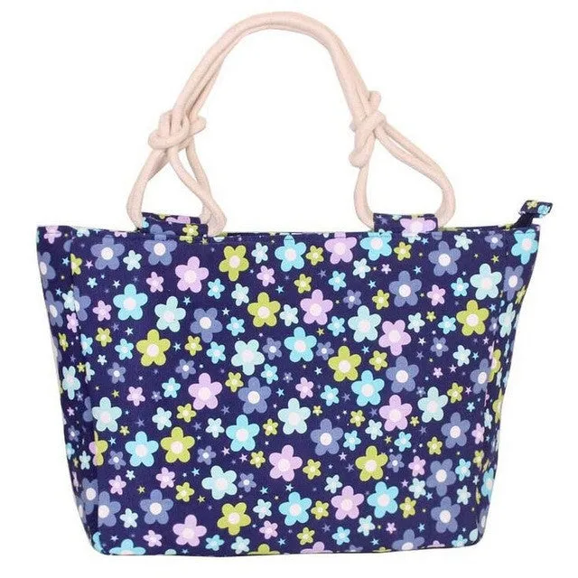 Summer Fashion Folding Women Tote  Flower Printing Beach Bag