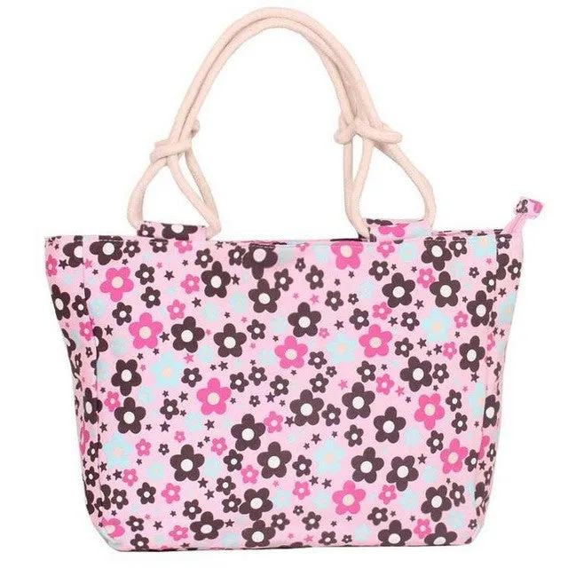 Summer Fashion Folding Women Tote  Flower Printing Beach Bag