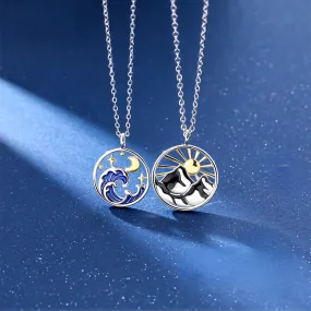 Sun and Moon Matching Couple Necklaces Jewelry Set