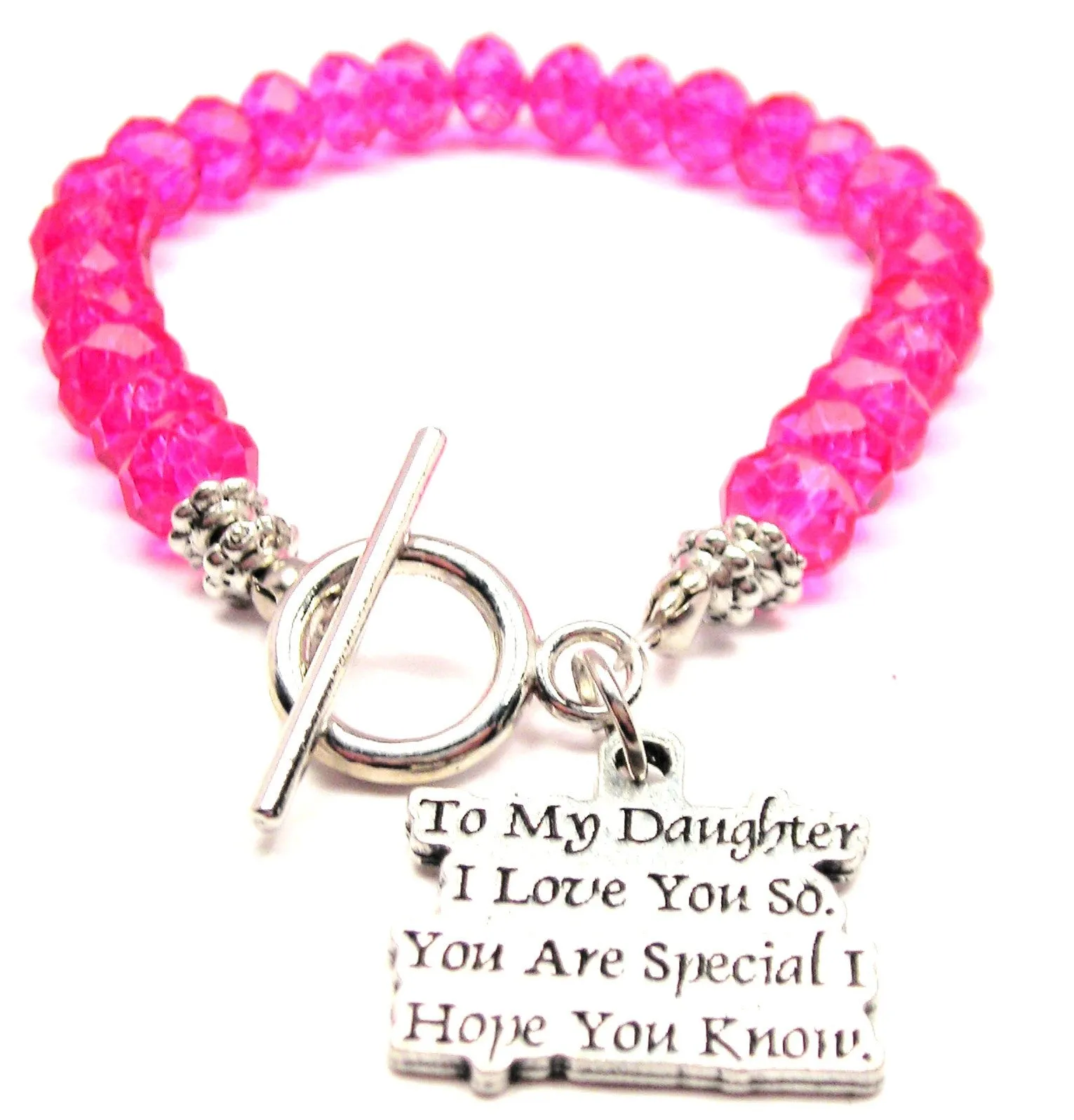 To My Daughter I Love You So You Are Special I Hope You Know Crystal Beaded Toggle Style Bracelet