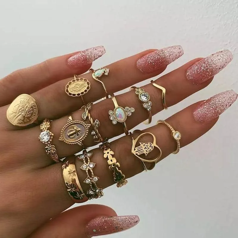 Tocona 15 Pcs Rings Sets