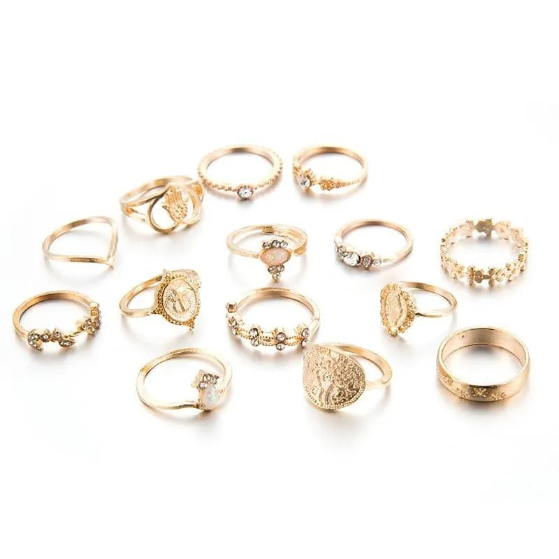 Tocona 15 Pcs Rings Sets