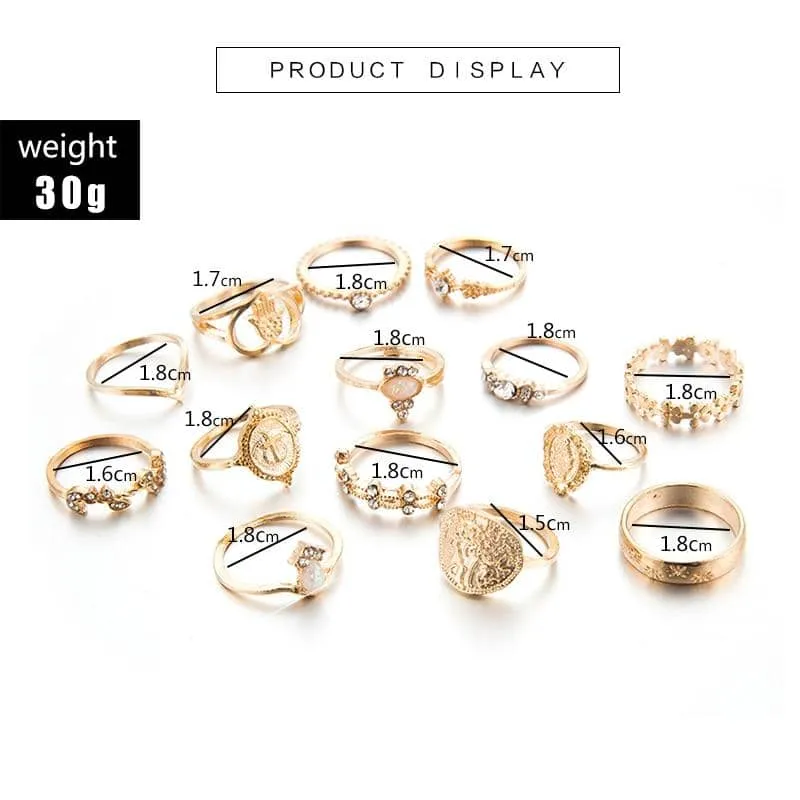 Tocona 15 Pcs Rings Sets