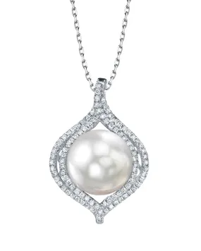 White South Sea Pearl & Diamond Reverence Pendant