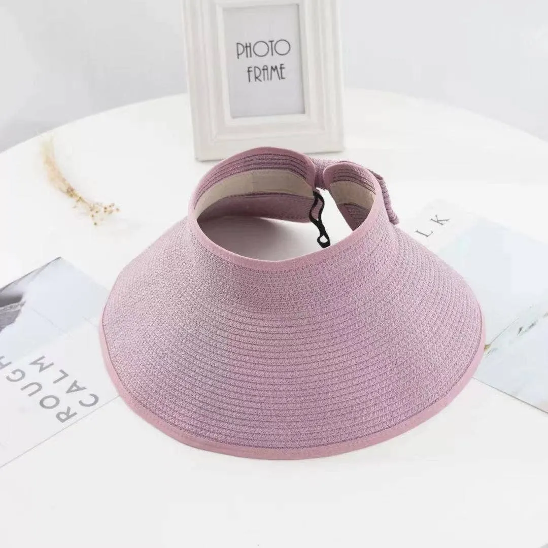 Women’s Wide Brim Roll-up Straw Sun Visor Hat