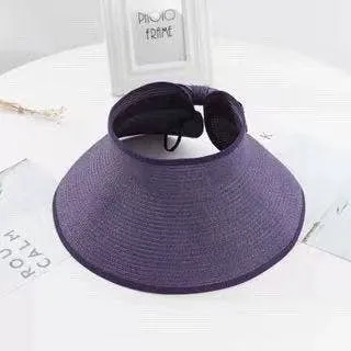 Women’s Wide Brim Roll-up Straw Sun Visor Hat