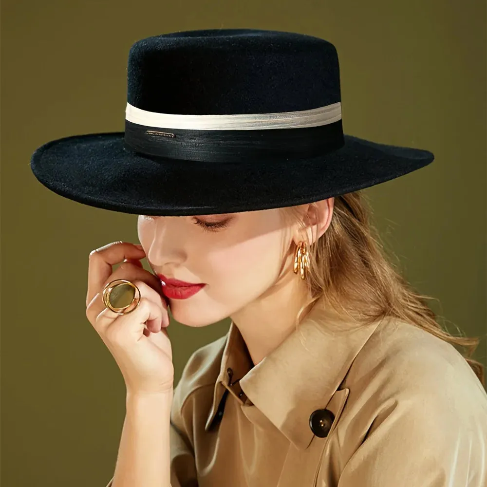 Woolen Top French Ladies Retro Big Brimmed English Style Hat