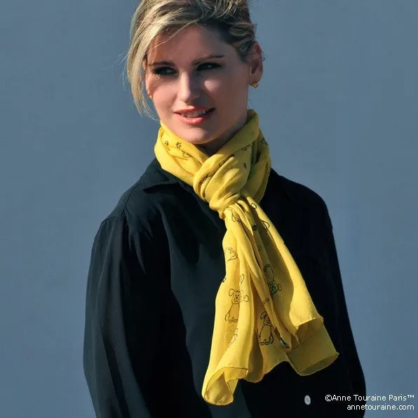 YELLOW DOG PATTERN SCARF - 67x26"